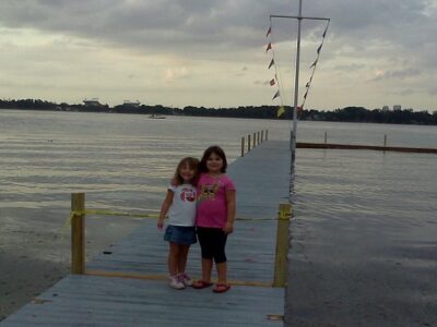 children on dock