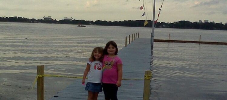 children on dock